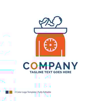 weight. baby. New born. scales. kid Logo Design. Blue and Orange Brand Name Design. Place for Tagline. Business Logo template. vector