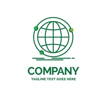 Data. global. internet. network. web Flat Business Logo template. Creative Green Brand Name Design. vector