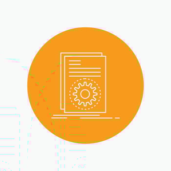 Code. executable. file. running. script White Line Icon in Circle background. vector icon illustration
