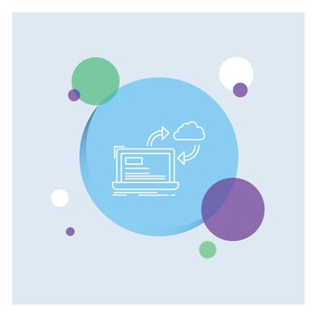 sync. processing. data. dashboard. arrows White Line Icon colorful Circle Background vector