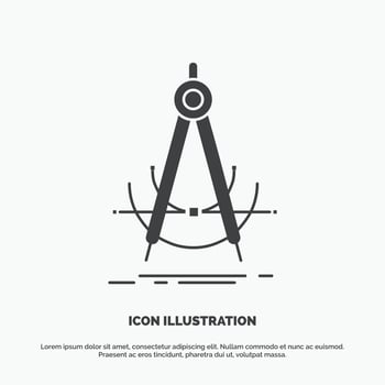 Precision. accure. geometry. compass. measurement Icon. glyph vector gray symbol for UI and UX. website or mobile application