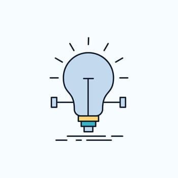 bulb. creative. solution. light. pencil Flat Icon. green and Yellow sign and symbols for website and Mobile appliation. vector illustration