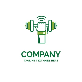 Dumbbell. gain. lifting. power. sport Flat Business Logo template. Creative Green Brand Name Design. vector