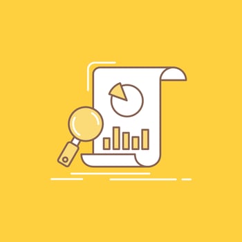 Analysis. analytics. business. financial. research Flat Line Filled Icon. Beautiful Logo button over yellow background for UI and UX. website or mobile application vector