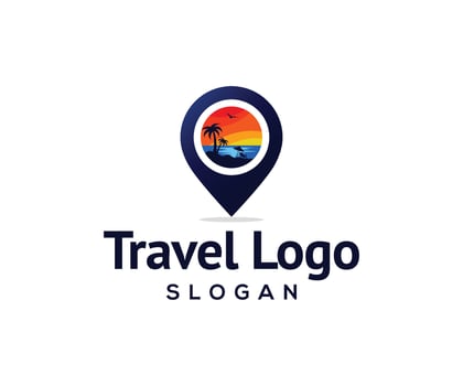 Travel point logo design. Beach point logo design template vector