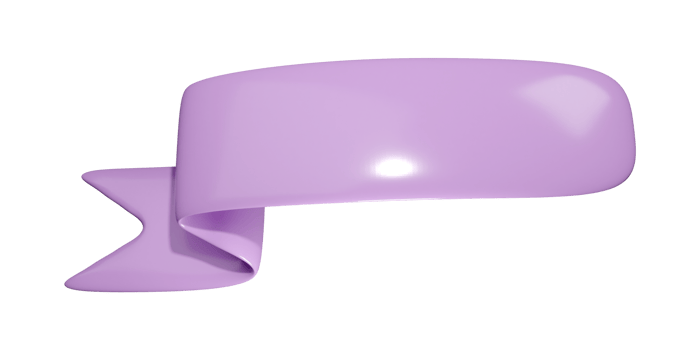 Purple sale ribbon for festive or promo tag. Blank wrap flag element for birthday party. Single waving badge template png
