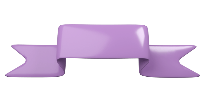 3d render sale ribbon for tag discount. Blank banner to create promo. Purple birthday placard png