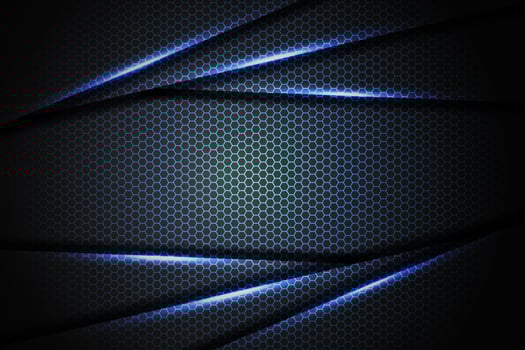 Abstract blue light slash triangle on black with hexagon mesh design modern luxury futuristic technology background vector illustration.