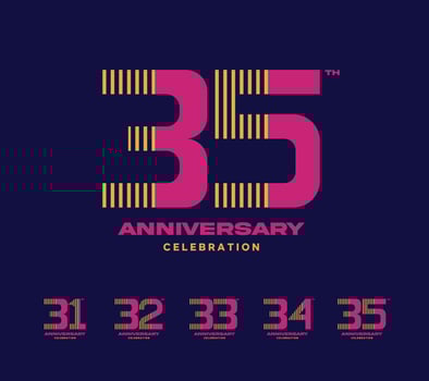 anniversary celebration logotype set. 31 to 35 vector