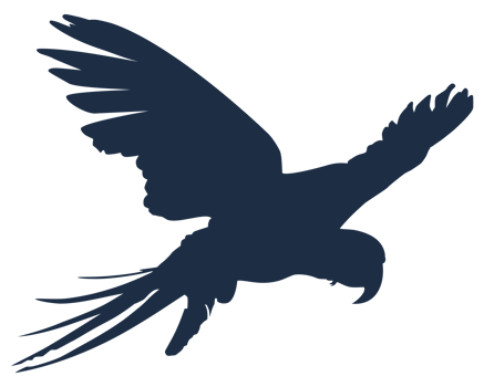 Flying Macaw Bird Silhouette for Logo, Pictogram, Art Illustration, Website or Graphic Design Element. Format PNG