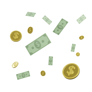 Money flying 3d rendering png