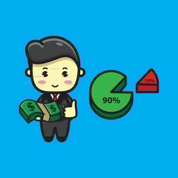 illustration of a cute businessman who gets a profit bonus vector