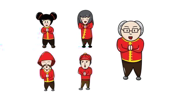 cute chinese wearing chinese costumes. vector
