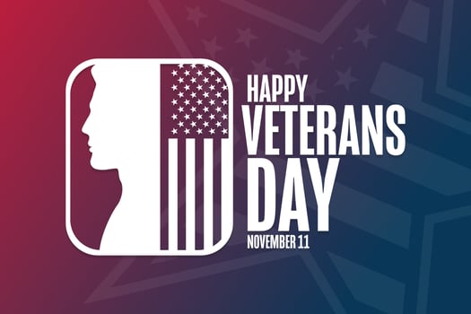 Happy Veterans Day. Honoring All Who Served. November 11. Holiday concept. Template for background, banner, card, poster with text inscription. Vector EPS10 illustration.