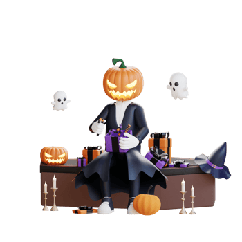 3D Character Halloween Jack Lantern Illustration png