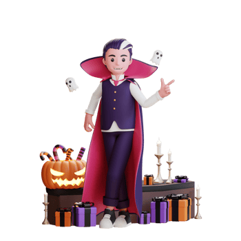 3D Character Halloween Vampire Illustration png