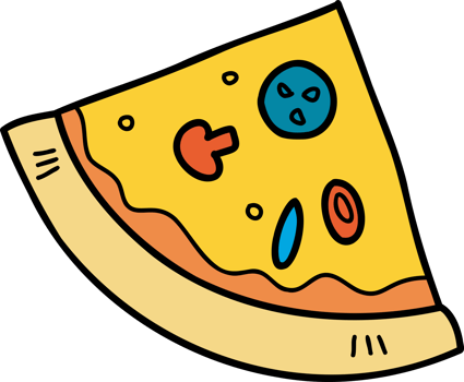 Hand Drawn sliced pizza illustration png