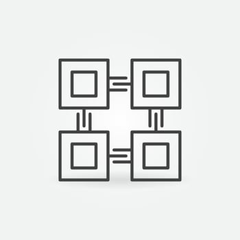 Blockchain Computer Technology linear vector concept icon
