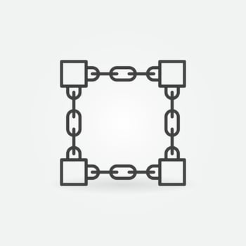 Blocks with Chain line icon. Vector Blockchain concept sign