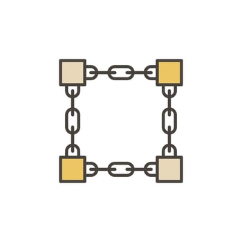 Chain with Blocks colored icon - vector Blockchain symbol