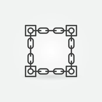 Blockchain - Connected Chains with Blocks line vector icon