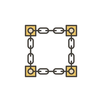 Connected Chains with Blocks vector Blockchain colored icon
