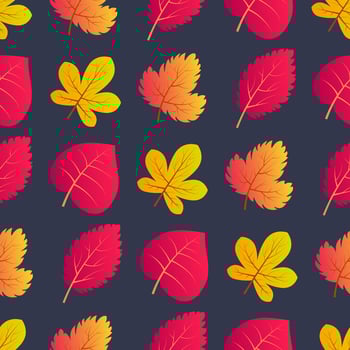 Autumn seamless background with maple colorful leaves. Design for fall season posters, wrapping papers and holidays decorations. Vector illustration