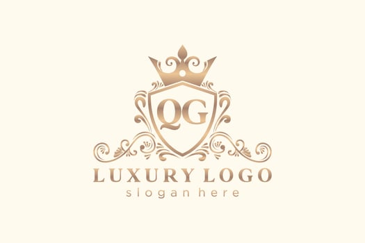Initial QG Letter Royal Luxury Logo template in vector art for Restaurant, Royalty, Boutique, Cafe, Hotel, Heraldic, Jewelry, Fashion and other vector illustration.