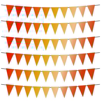 Colorful flags and bunting garlands for decoration. Decor elements with various patterns. Vector illustration