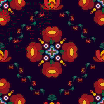 Ikat ethnic seamless pattern decoration design. Aztec fabric carpet boho mandalas textile decor wallpaper. Tribal native motif flower ornaments traditional embroidery vector illustrated background