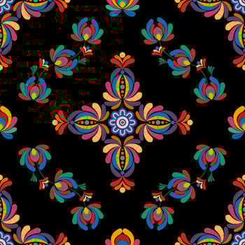 Ikat ethnic seamless pattern decoration design. Aztec fabric carpet boho mandalas textile decor wallpaper. Tribal native motif flower ornaments traditional embroidery vector illustrated background