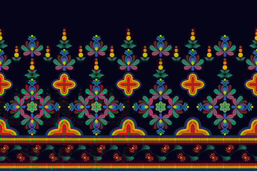 Ikat ethnic seamless pattern decoration design. Aztec fabric carpet boho mandalas textile decor wallpaper. Tribal native motif flower ornaments traditional embroidery vector illustrated background