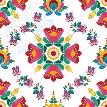 Ikat ethnic seamless pattern decoration design. Aztec fabric carpet boho mandalas textile decor wallpaper. Tribal native motif flower ornaments traditional embroidery vector illustrated background