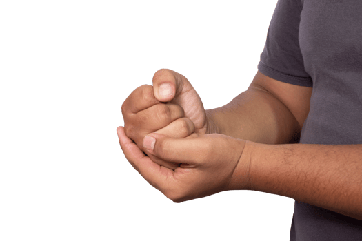 asian man's hand is clenching and opening, angry, grudge or achieving goal isolated on white background png