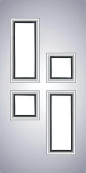 Silver phone photo frame. Vertical vector