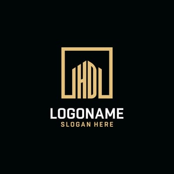 HD initial monogram logo design with square shape design ideas vector