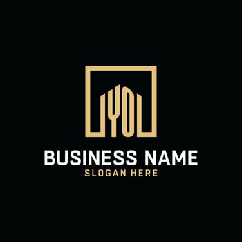 YO initial monogram logo design with square shape design ideas vector