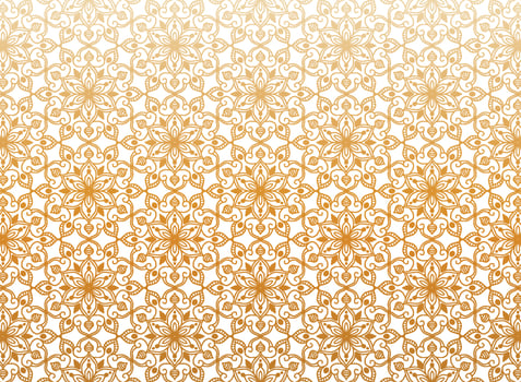 Ethnic golden floral mandala pattern on white background vector