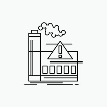 pollution. Factory. Air. Alert. industry Line Icon. Vector isolated illustration