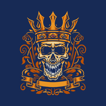 Skull with king crown, isolated on dark background vector