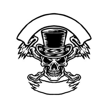 Skull wearing a hat, in t-shirt style design vector image