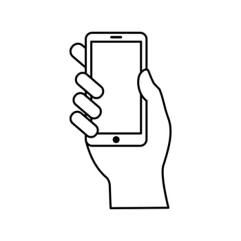 Hand hold smartphone icon vector