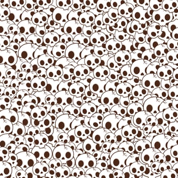 Cute hand drawn skull background pattern. Skull seamless Halloween vector pattern Ghost head bone scarf isolated tile background