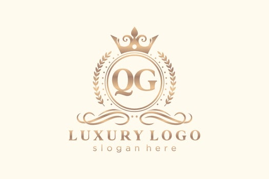 Initial QG Letter Royal Luxury Logo template in vector art for Restaurant, Royalty, Boutique, Cafe, Hotel, Heraldic, Jewelry, Fashion and other vector illustration.