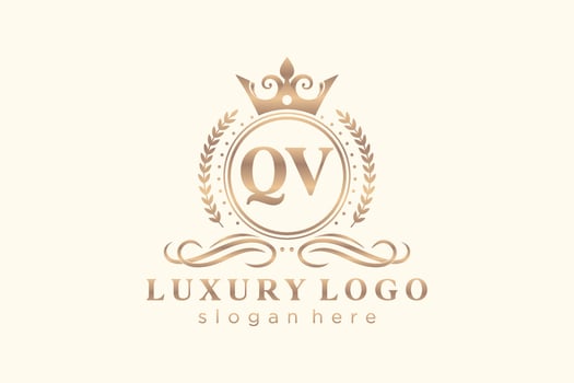 Initial QV Letter Royal Luxury Logo template in vector art for Restaurant, Royalty, Boutique, Cafe, Hotel, Heraldic, Jewelry, Fashion and other vector illustration.