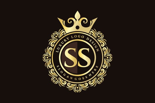 SS Initial Letter Gold calligraphic feminine floral hand drawn heraldic monogram antique vintage style luxury logo design Premium Vector