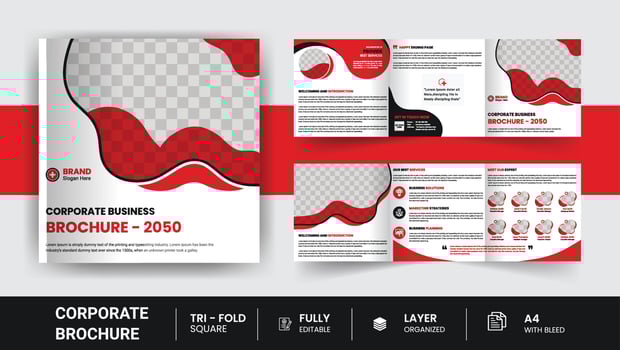Corporate company profile square tri fold healthcare Business brochure design minimal and modern vector