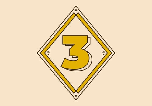 Retro frame illustration with number three in it vector