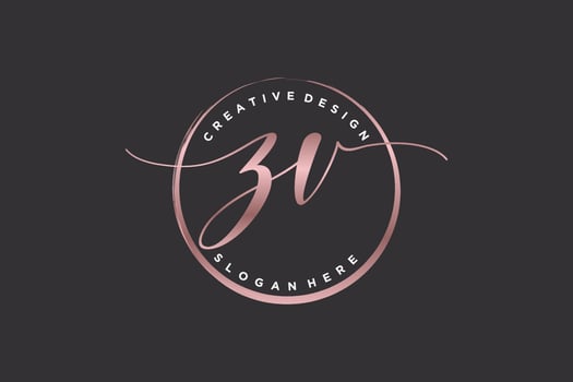 Initial ZV handwriting logo with circle template vector signature, wedding, fashion, floral and botanical with creative template.