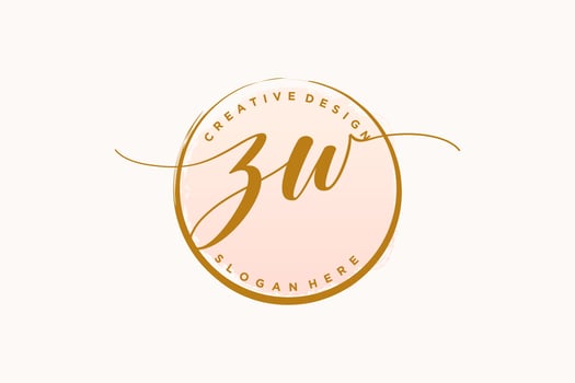Initial ZW handwriting logo with circle template vector signature, wedding, fashion, floral and botanical with creative template.